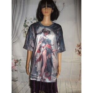 Fantasy Warrior Girl T Shirt Anime Japanese Manga Cosplay Full Coverage XXL